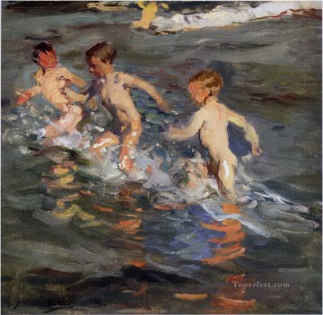 子供 Painting - 1899 年のビーチの子供たち 子供の印象派